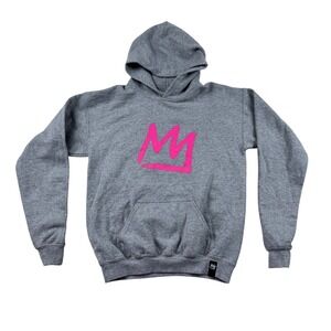 Mammoth Mountain Crown Hoodie Women's XL Gray Pink Graphic‎ Pullover Sweatshirt